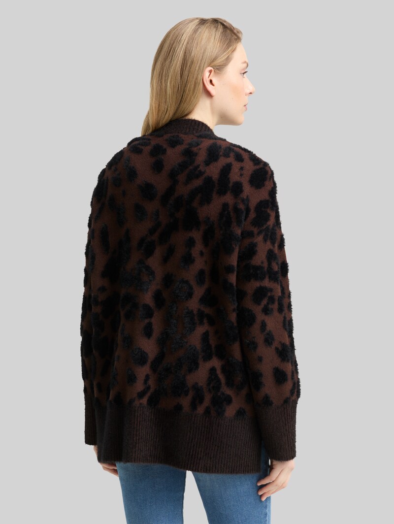Tom Tailor Oversize Cardigan mit Leo-Muster - Big Brown Leo Design