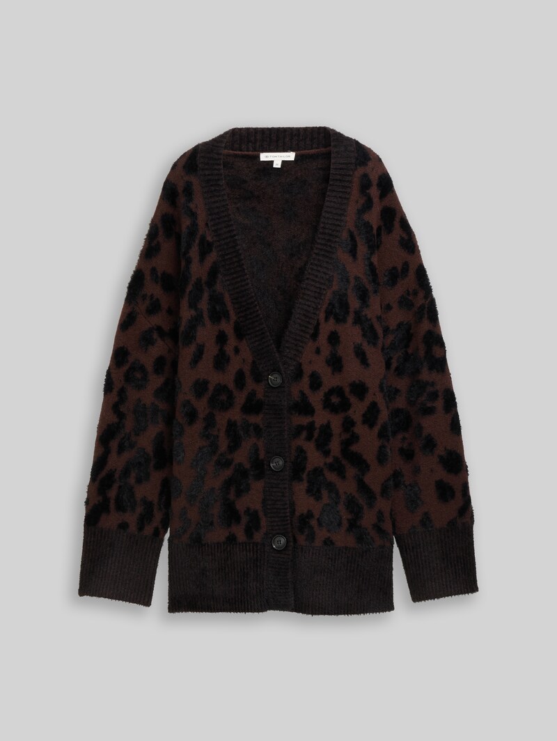 Tom Tailor Oversize Cardigan mit Leo-Muster - Big Brown Leo Design