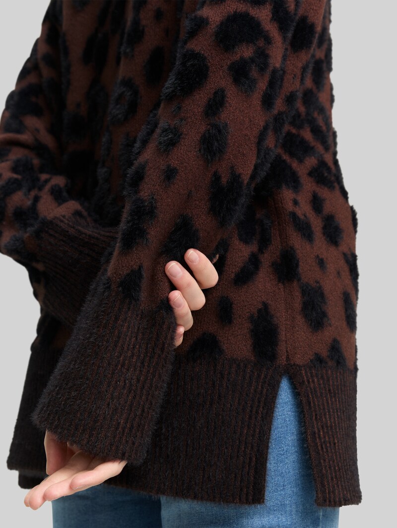 Tom Tailor Oversize Cardigan mit Leo-Muster - Big Brown Leo Design