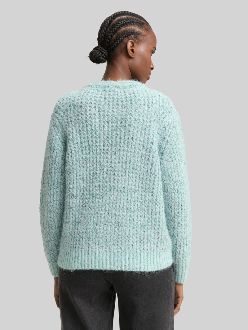 Tom Tailor Relaxed Fit Cardigan mit Wollanteil - Mint Multicolor Melange