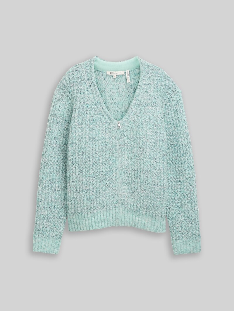 Tom Tailor Relaxed Fit Cardigan mit Wollanteil - Mint Multicolor Melange