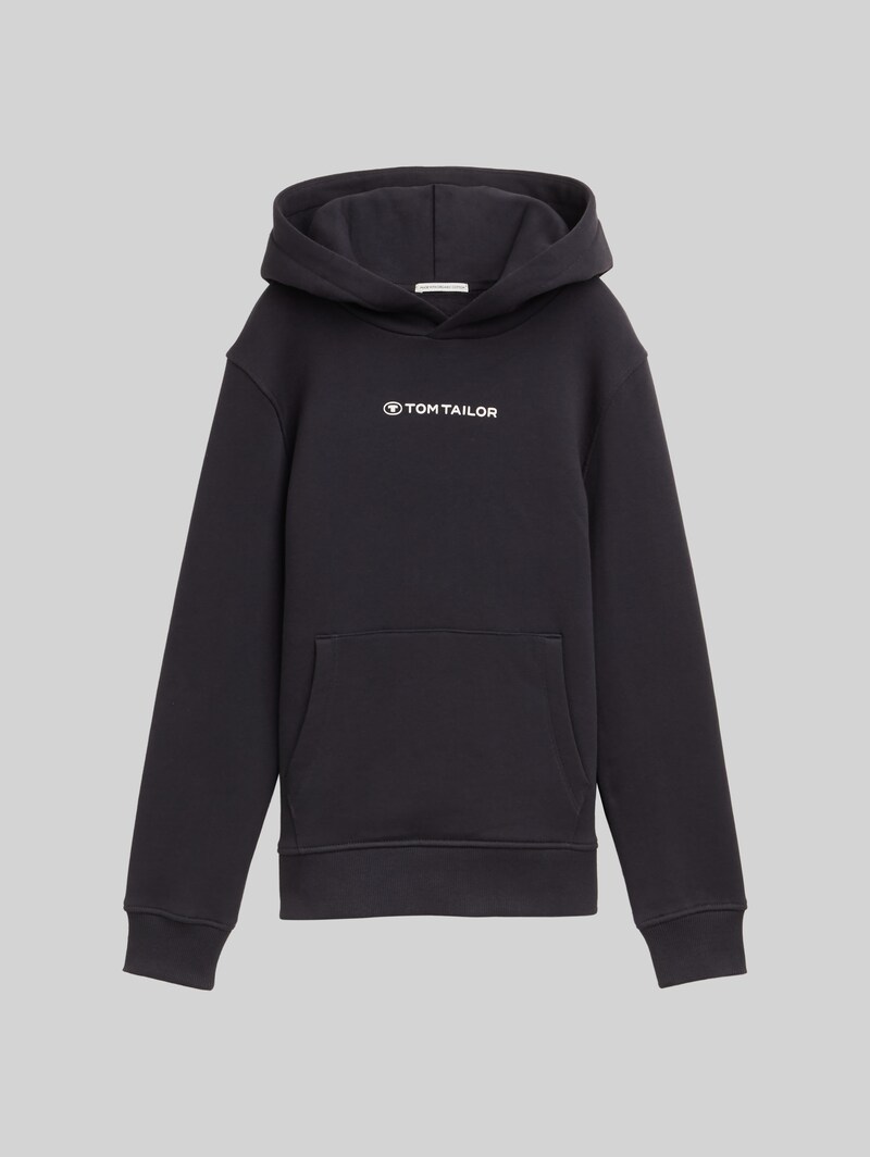Tom Tailor Hoodie Sweatshirt mit Logo-Print - Coal Grey