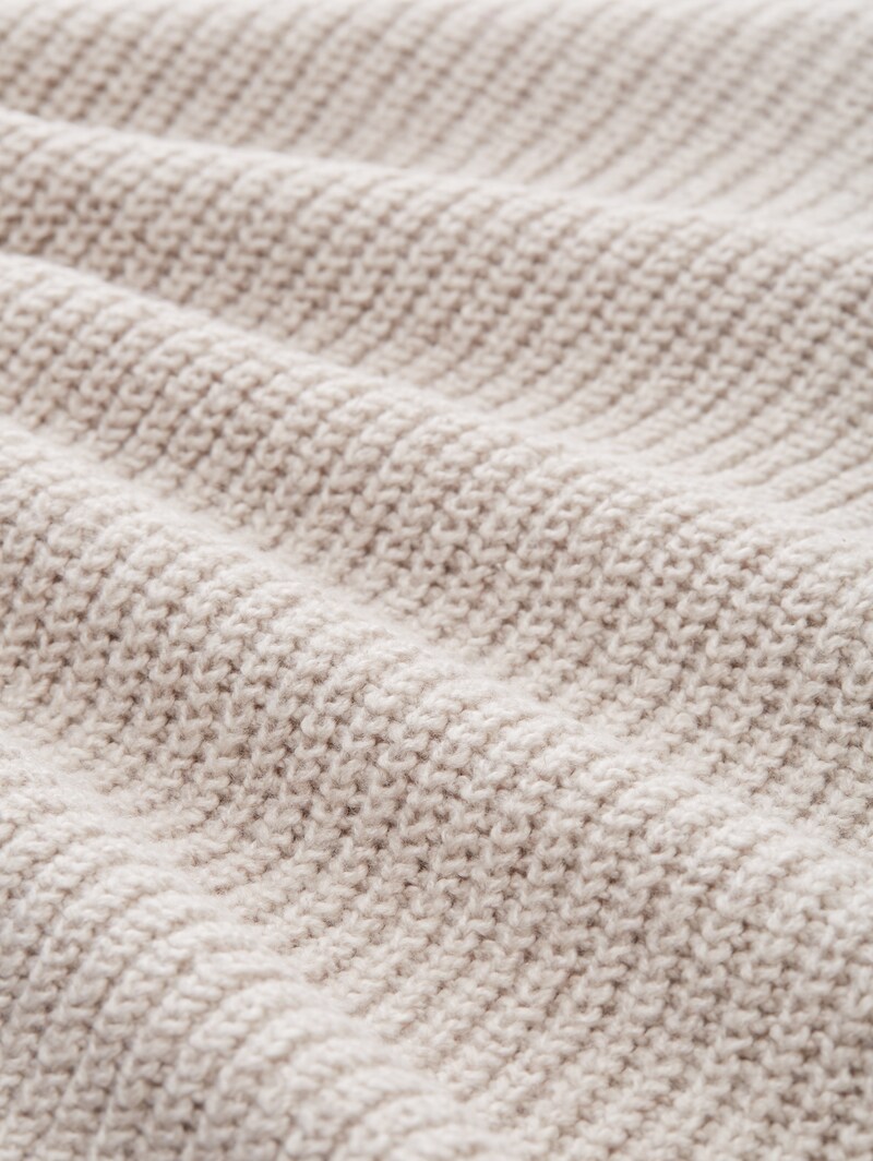 Tom Tailor Strickpullover mit V-Ausschnitt - Dusty Beige Melange