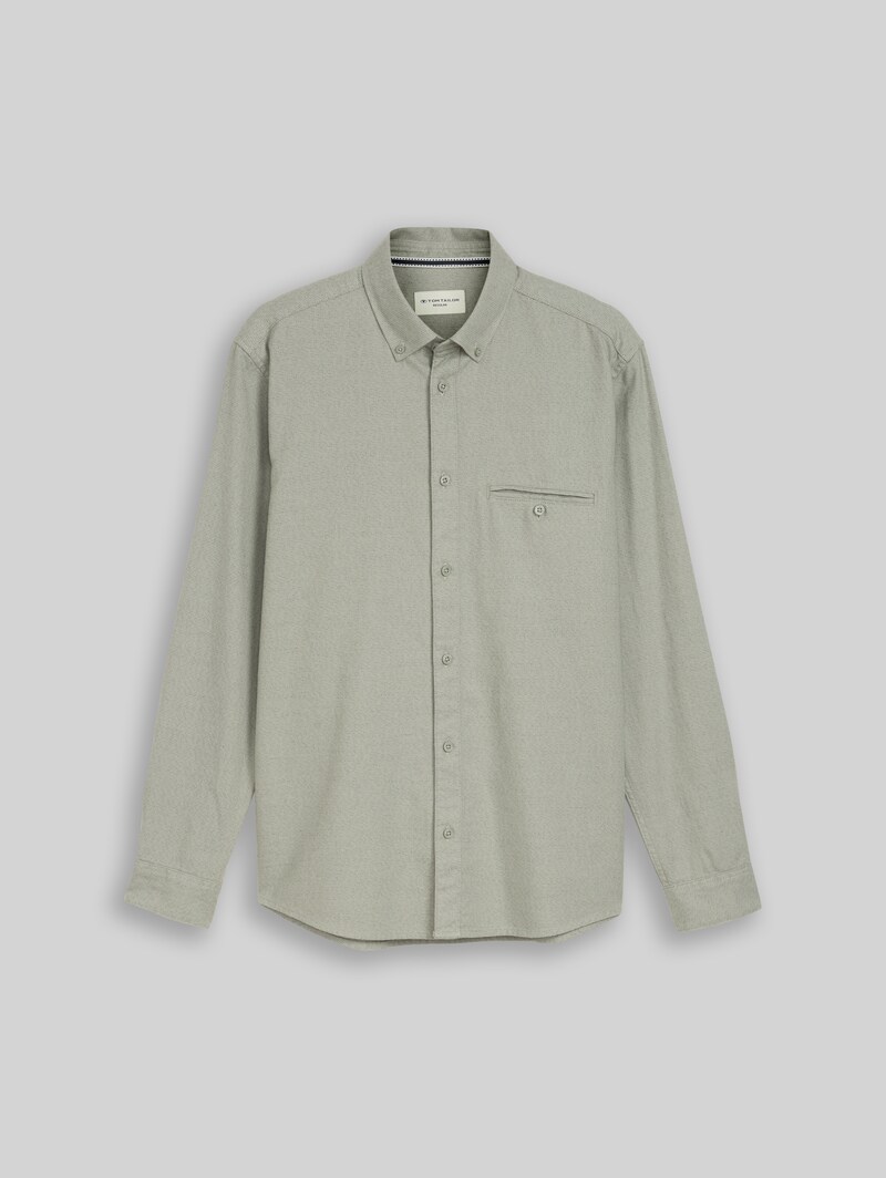 Tom Tailor Regular Fit Hemd aus Baumwolle - Mint Based Green Structure