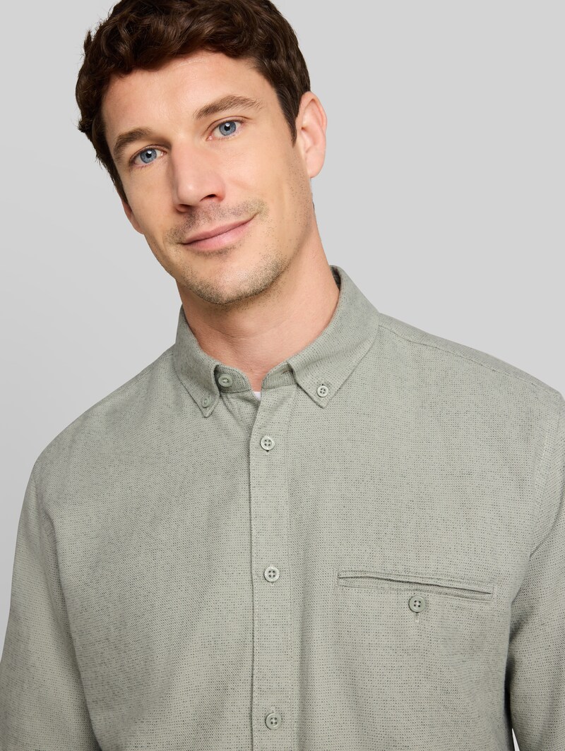 Tom Tailor Regular Fit Hemd aus Baumwolle - Mint Based Green Structure