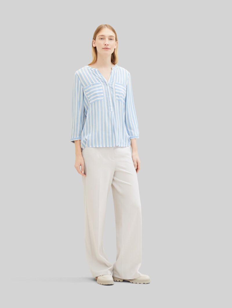 Tom Tailor Bluse mit Streifenmuster - Offwhite Blue Vertical Stripe