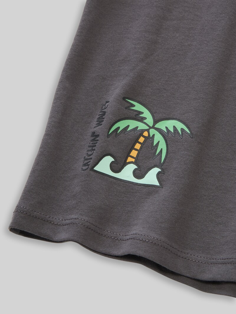Tom Tailor Oversize T-Shirt mit Print - Dark Urban Grey