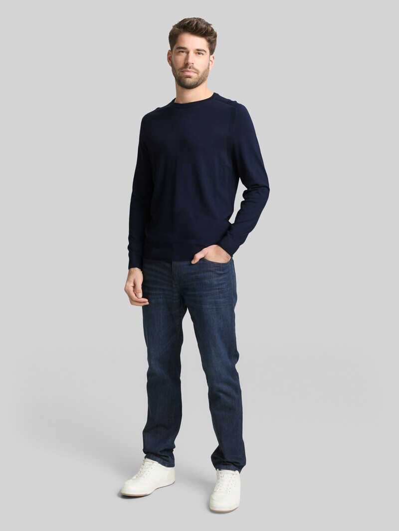 Tom Tailor Basic Strickpullover mit Rundhalsausschnitt - Sky Captain Blue