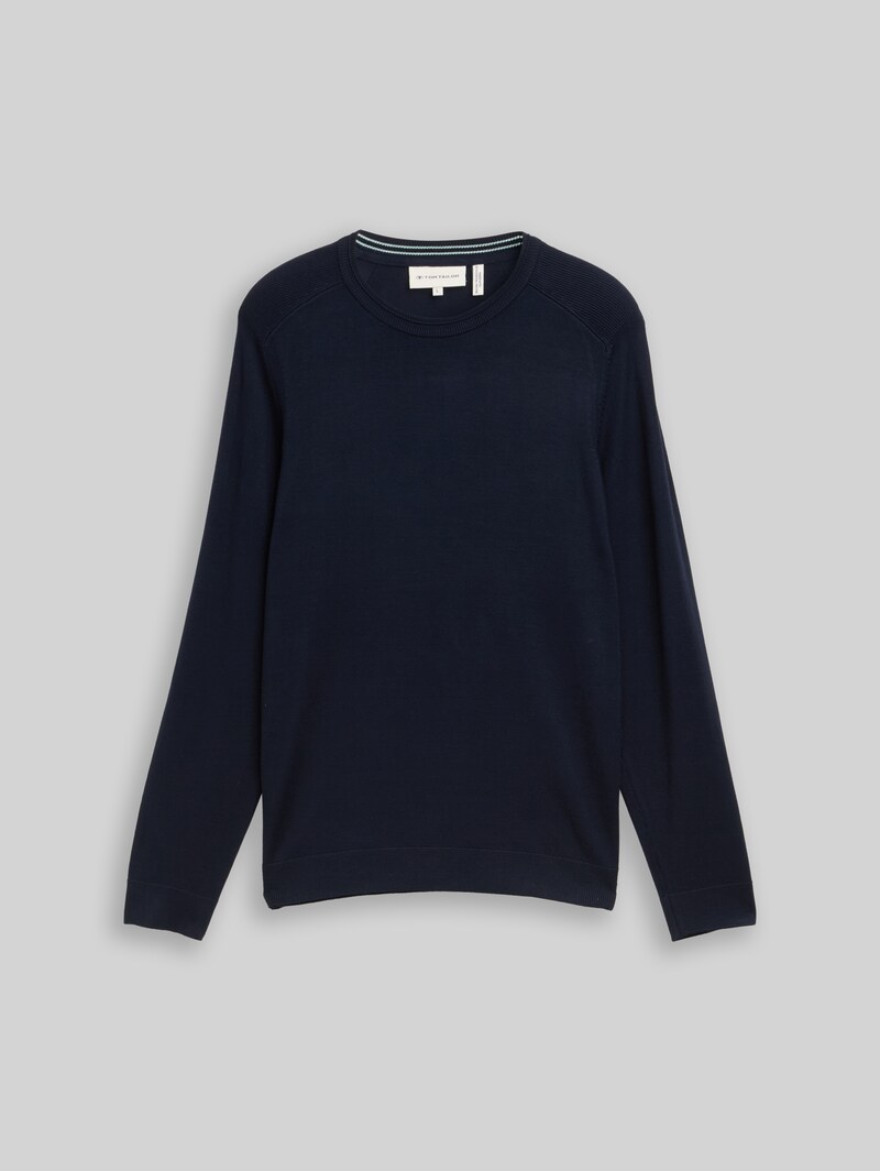 Tom Tailor Basic Strickpullover mit Rundhalsausschnitt - Sky Captain Blue
