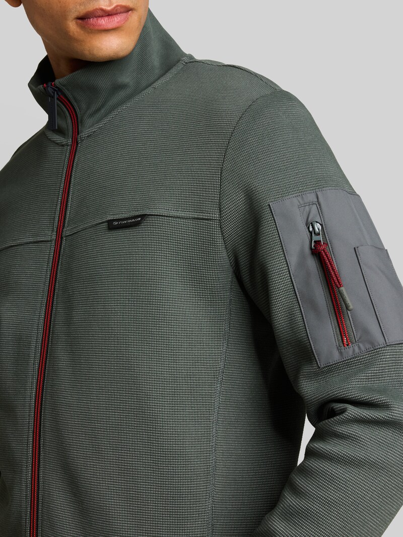 Tom Tailor Sweatjacke mit Ärmeltasche - Darkest Olive