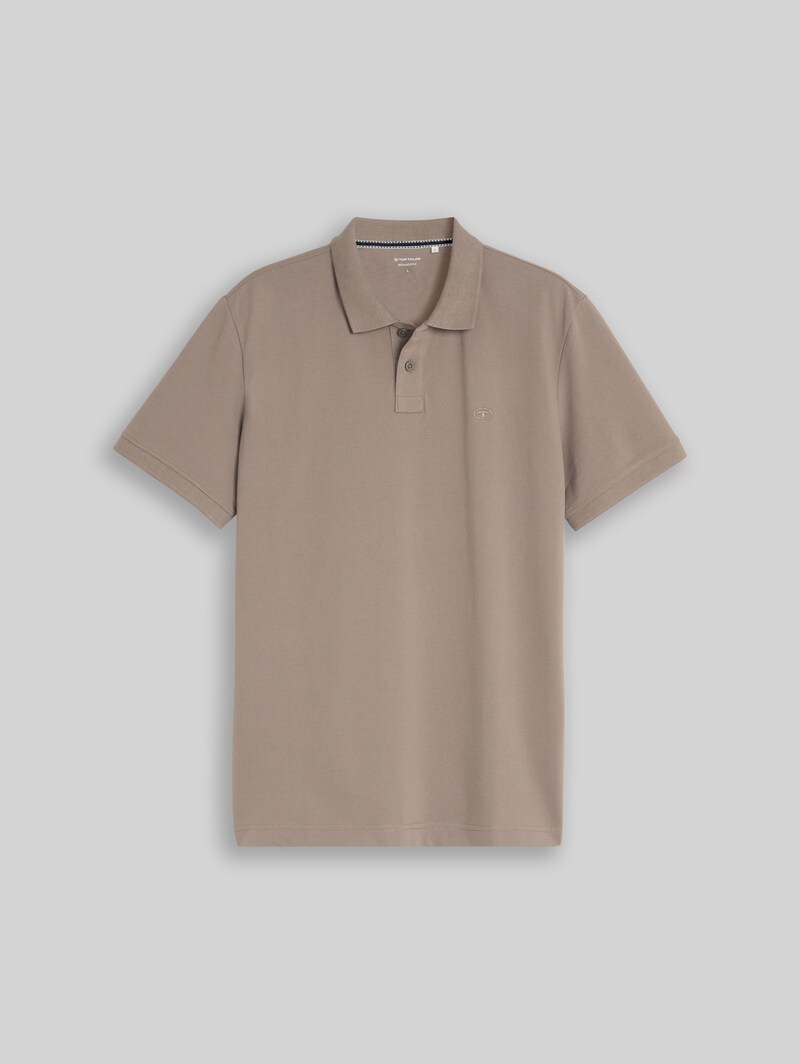 Tom Tailor Piqué Poloshirt mit Logo-Stickerei - Driftwood Taupe