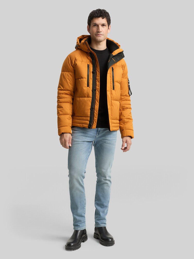 Tom Tailor Puffer-Jacke mit abnehmbarer Kapuze - Peanut Butter Brown