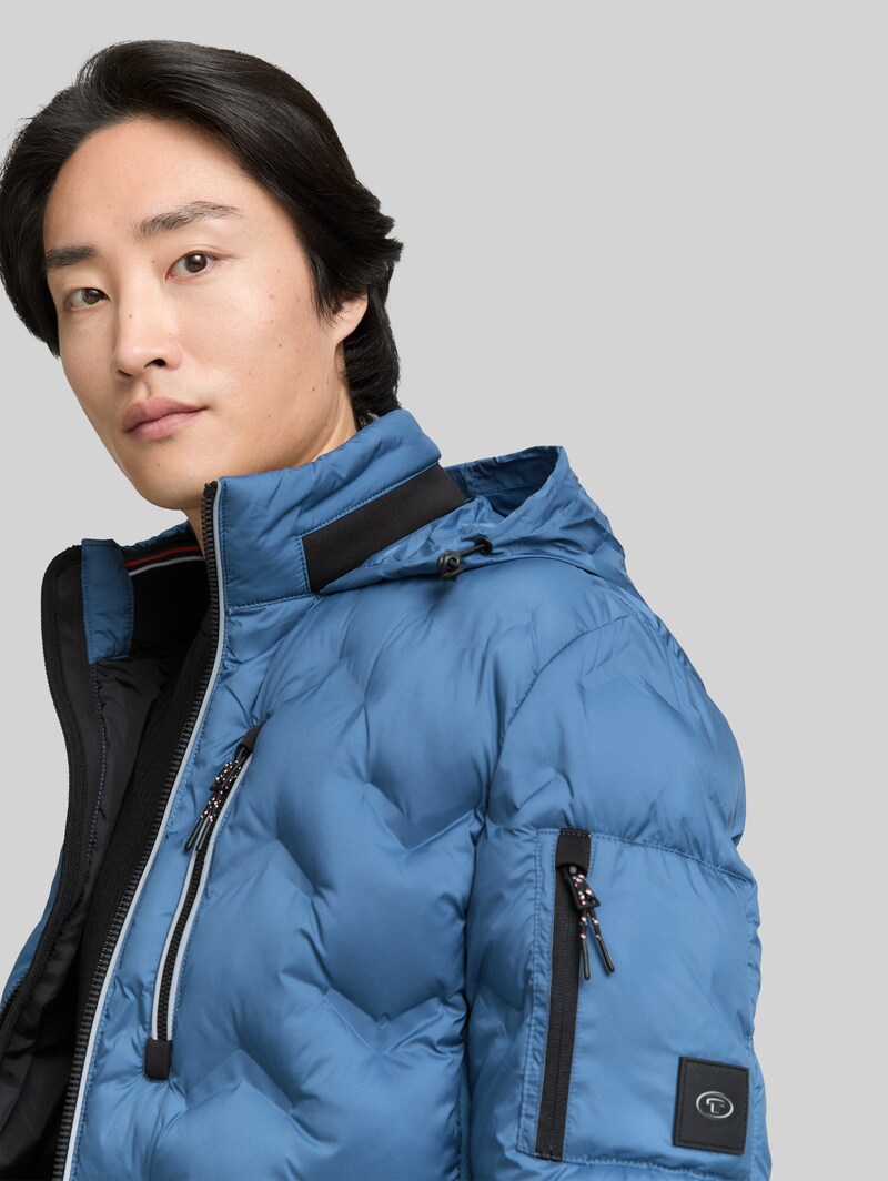Tom Tailor Hybrid Lightweight Steppjacke mit verstaubarer Kapuze - Real Teal Blue