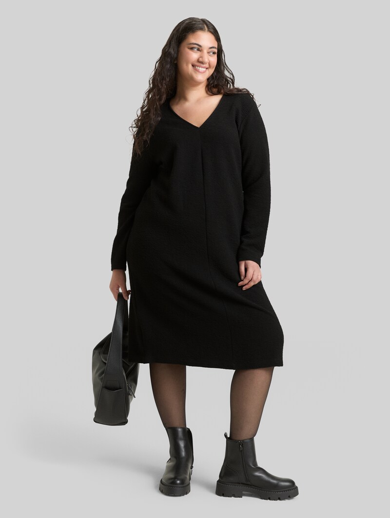 Tom Tailor Plus Size - Kleid mit Glitzer-Effekt - Deep Black