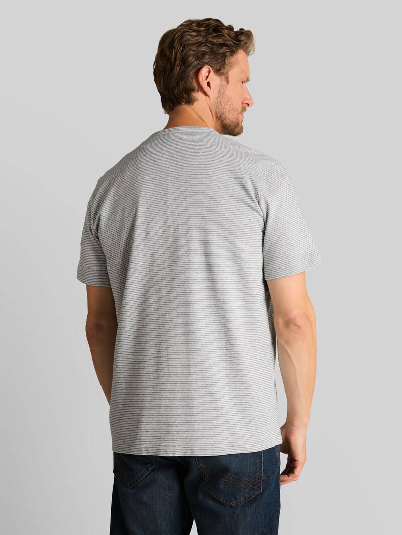 Tom Tailor Henley T-Shirt in Melange-Optik - White Navy Inject Stripe