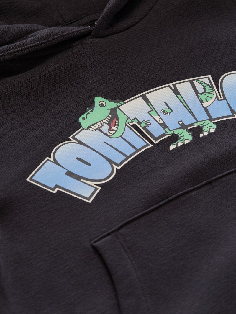 Tom Tailor Hoodie Sweatshirt mit Logo-Print - Coal Grey
