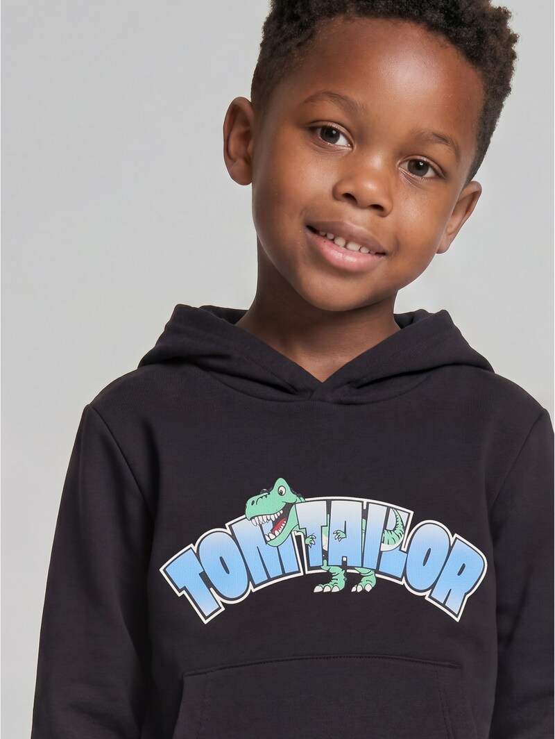 Tom Tailor Hoodie Sweatshirt mit Logo-Print - Coal Grey