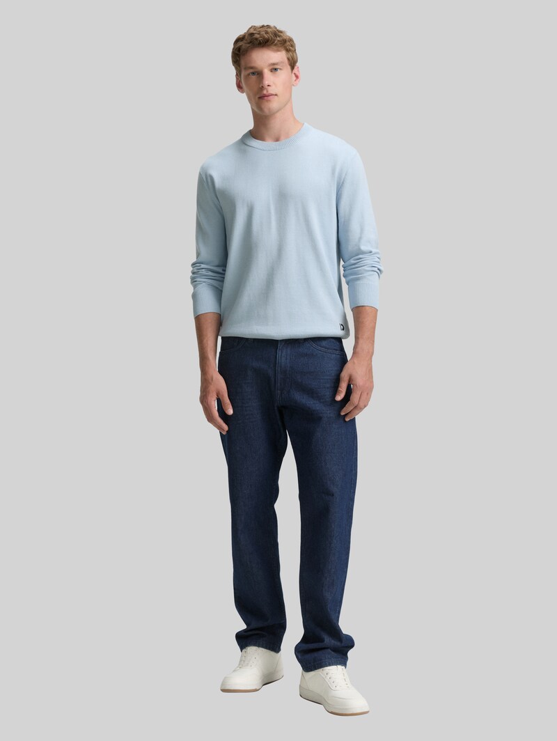Tom Tailor Basic Strickpullover aus Baumwolle - Light Metal Blue