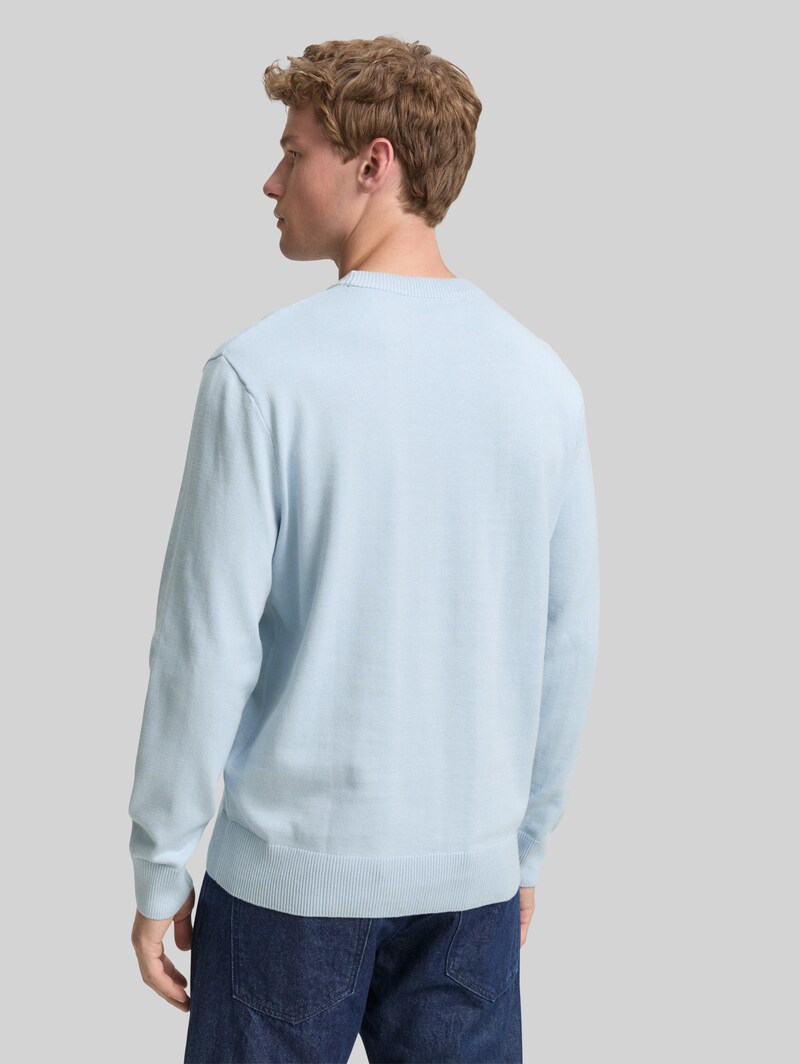 Tom Tailor Basic Strickpullover aus Baumwolle - Light Metal Blue