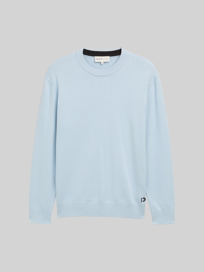 Tom Tailor Basic Strickpullover aus Baumwolle - Light Metal Blue