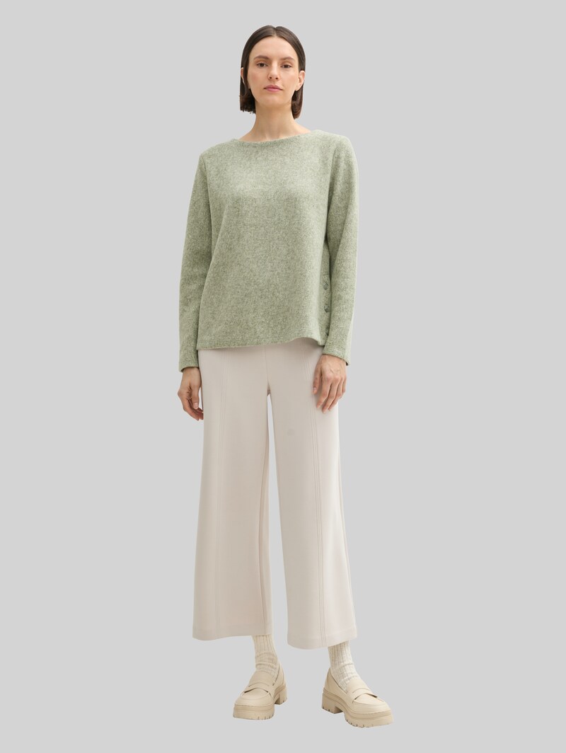 Tom Tailor Soft-Touch Sweatshirt mit Knopf-Details - Pure Sage Melange