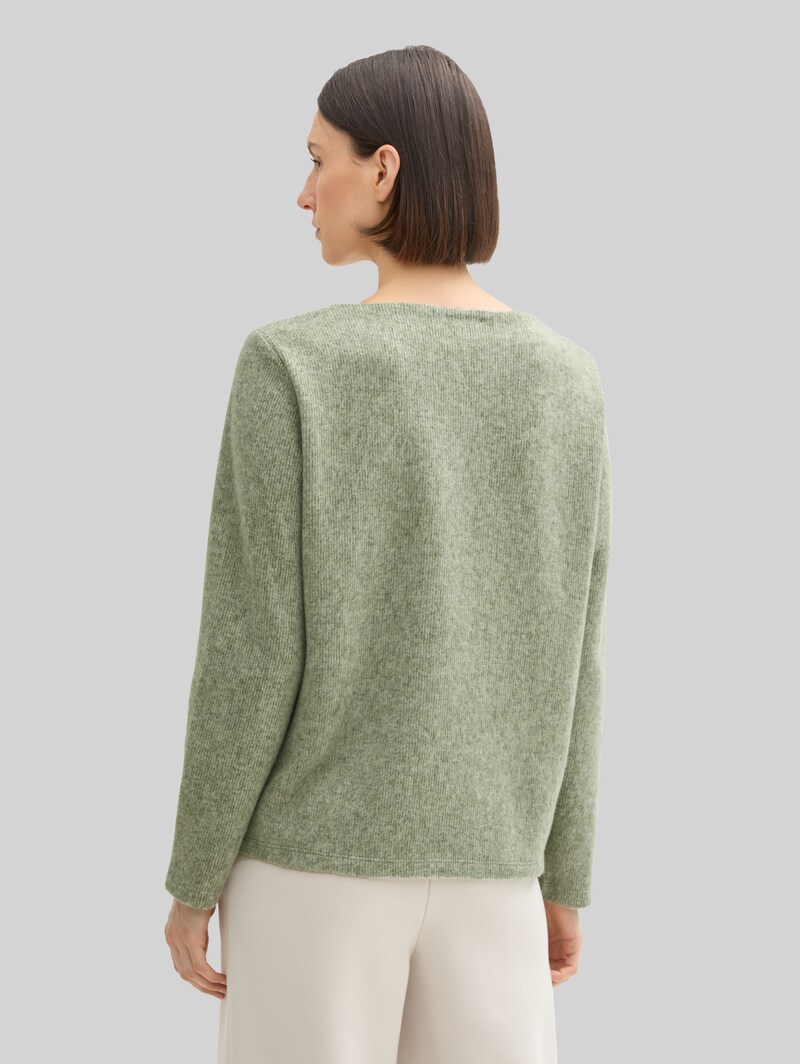 Tom Tailor Soft-Touch Sweatshirt mit Knopf-Details - Pure Sage Melange