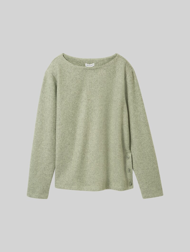 Tom Tailor Soft-Touch Sweatshirt mit Knopf-Details - Pure Sage Melange