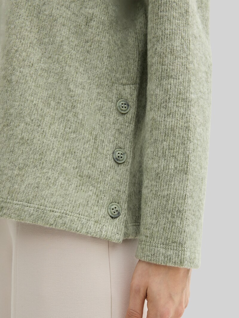 Tom Tailor Soft-Touch Sweatshirt mit Knopf-Details - Pure Sage Melange