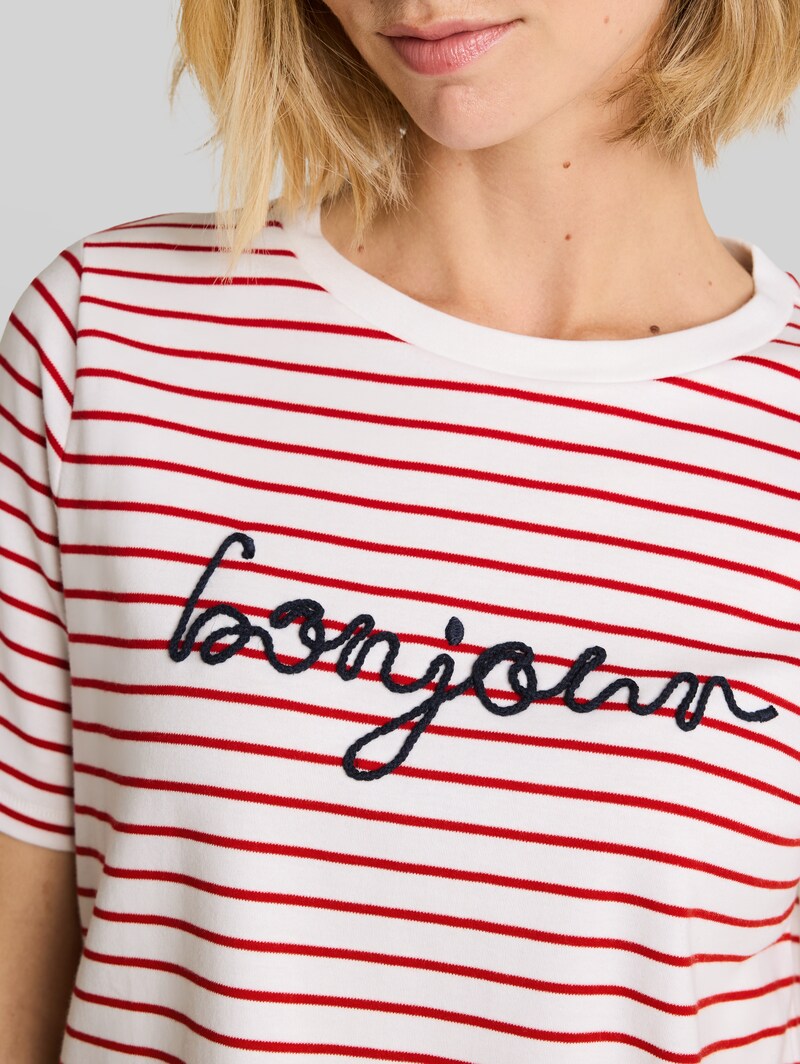 Tom Tailor T-Shirt mit Schriftzug - Red Offwhite Stripe
