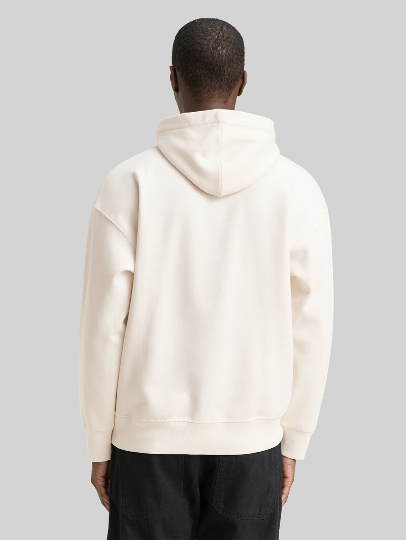 Tom Tailor Relaxed Hoodie Sweatshirt mit Print - Wool White