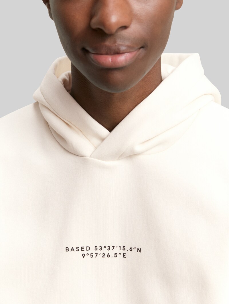 Tom Tailor Relaxed Hoodie Sweatshirt mit Print - Wool White