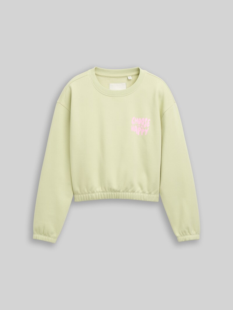 Tom Tailor Cropped Sweatshirt mit Print - Seed Green