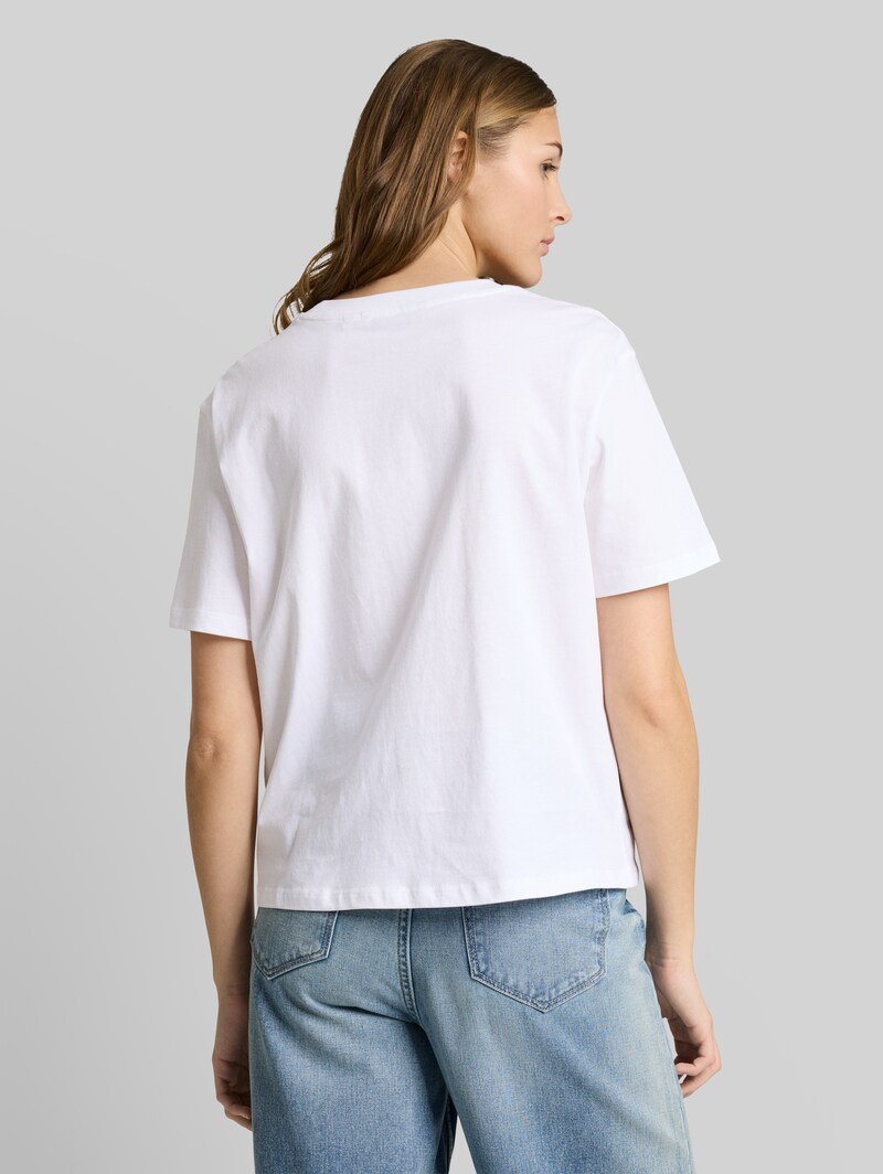 Tom Tailor Boxy Fit T-Shirt mit Stickerei - White