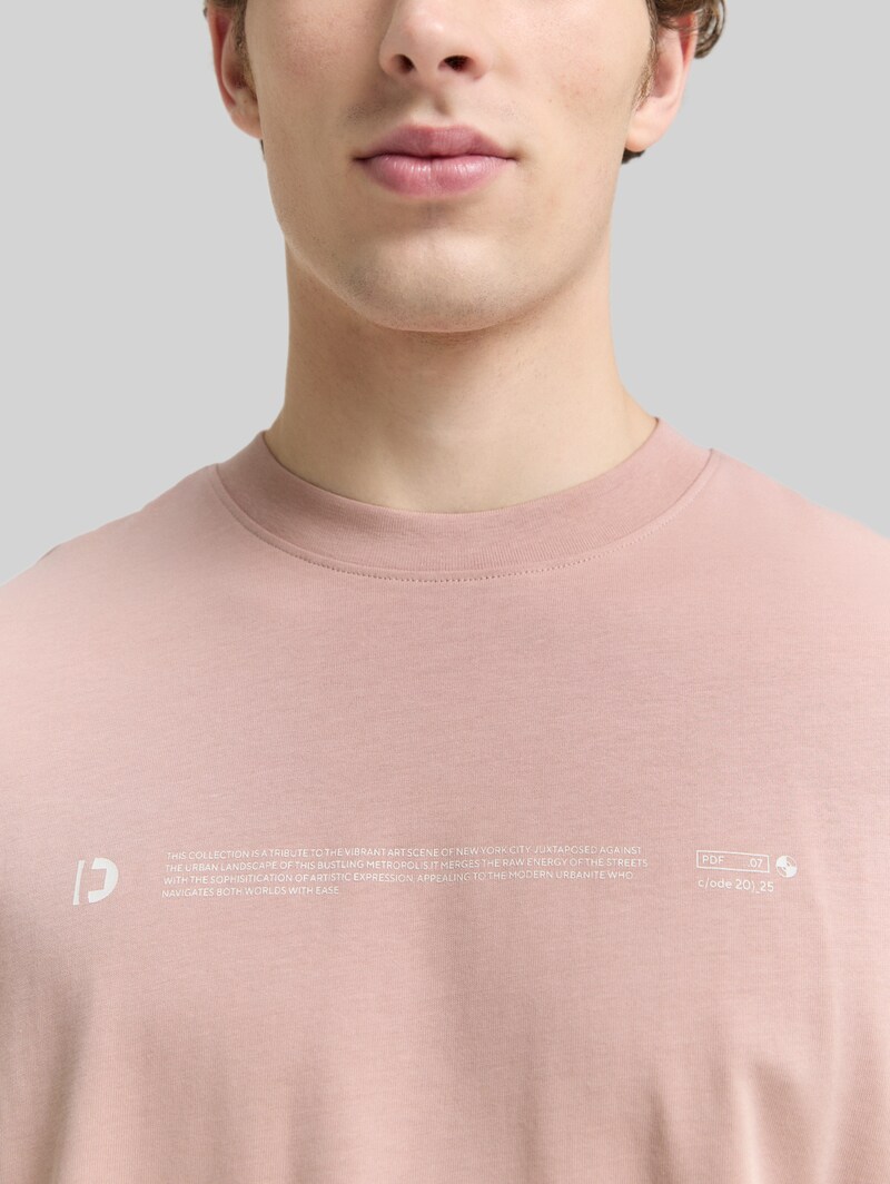 Tom Tailor Heavy-Jersey T-Shirt mit Print - Smoky Rose