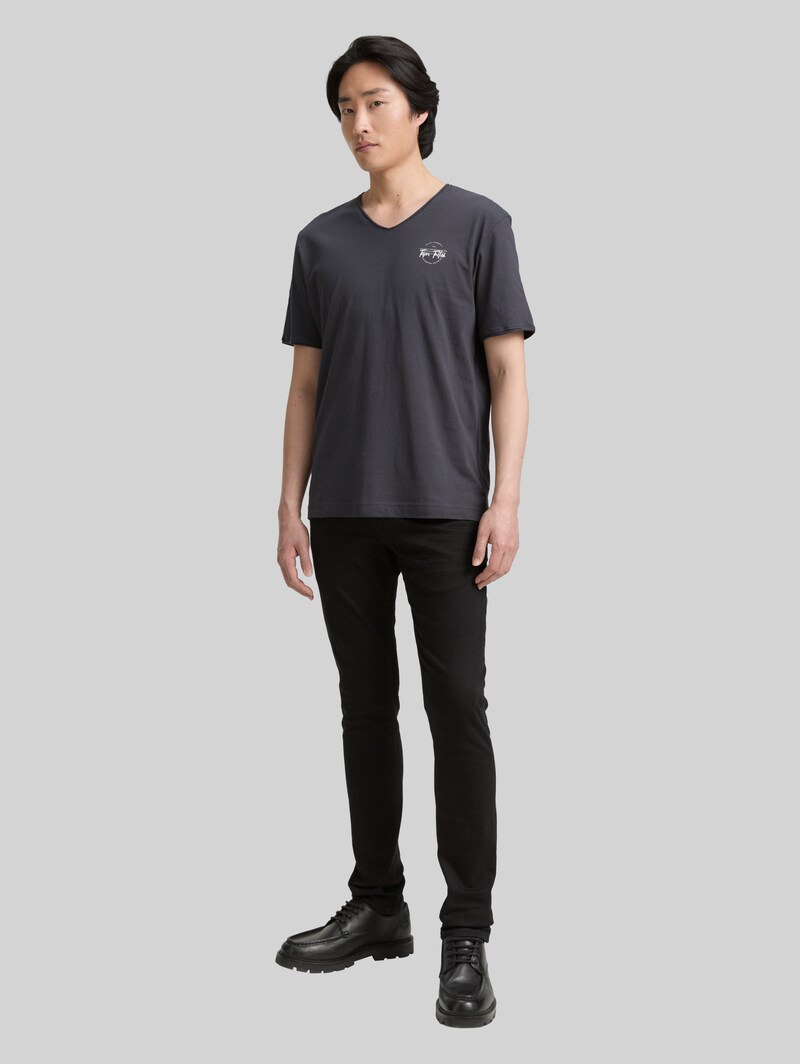 Tom Tailor T-Shirt mit V-Ausschnitt - Tarmac Grey