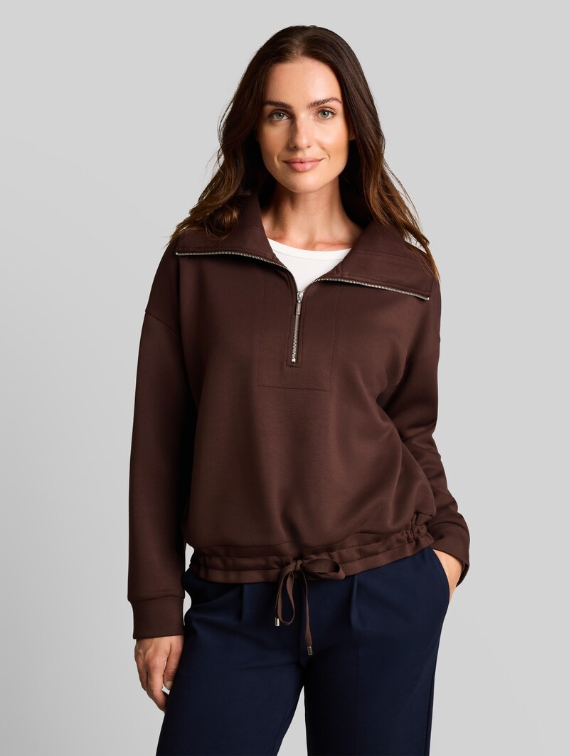 Tom Tailor Troyer Sweatshirt aus Scuba - Java Dark Brown Tom Tailor Troyer Sweatshirt aus Scuba - Java Dark Brown