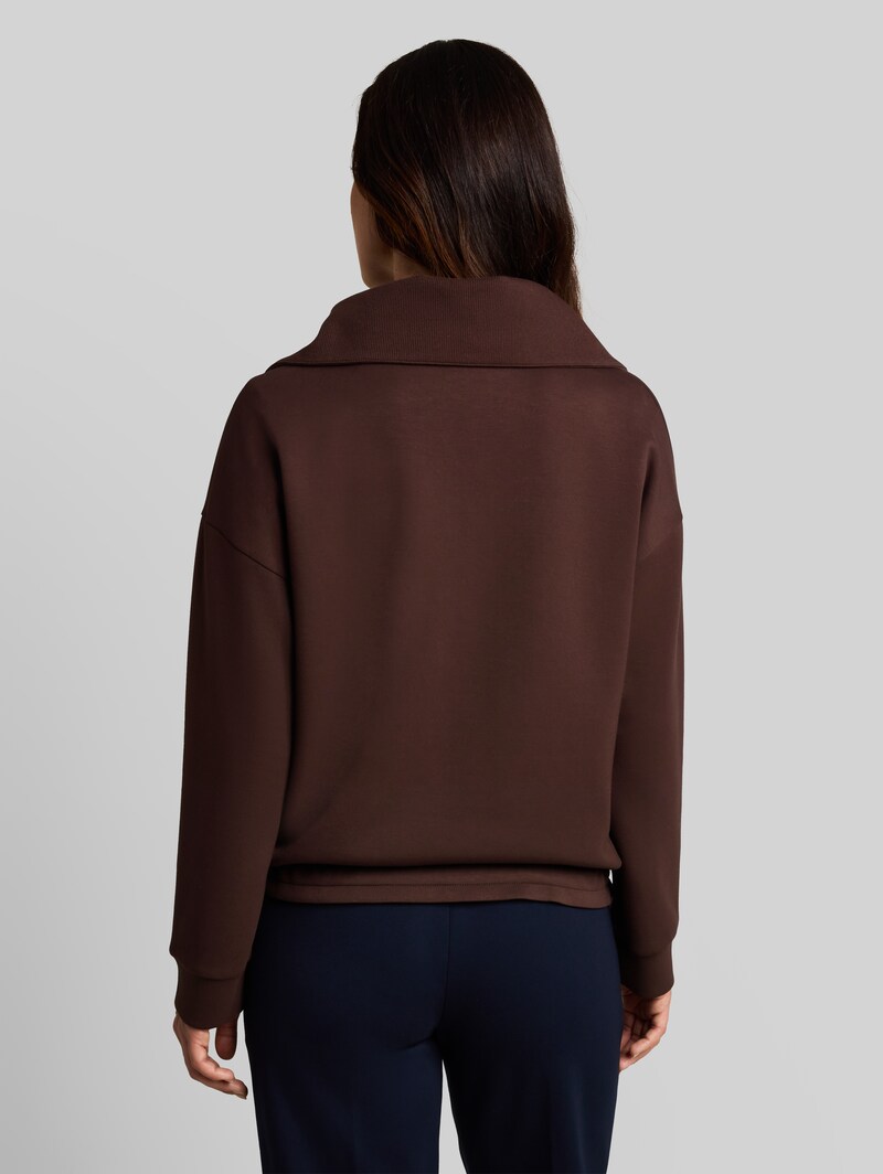 Tom Tailor Troyer Sweatshirt aus Scuba - Java Dark Brown