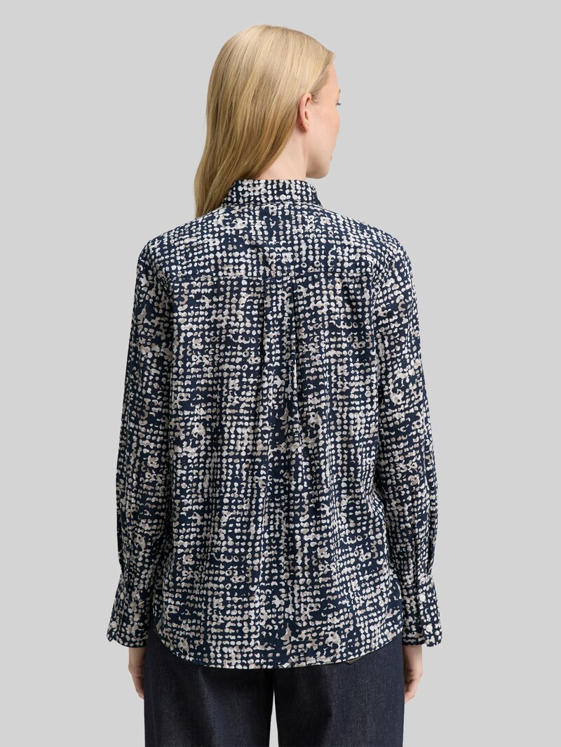 Tom Tailor Hemdbluse mit Muster - Navy Abstract Dot Design