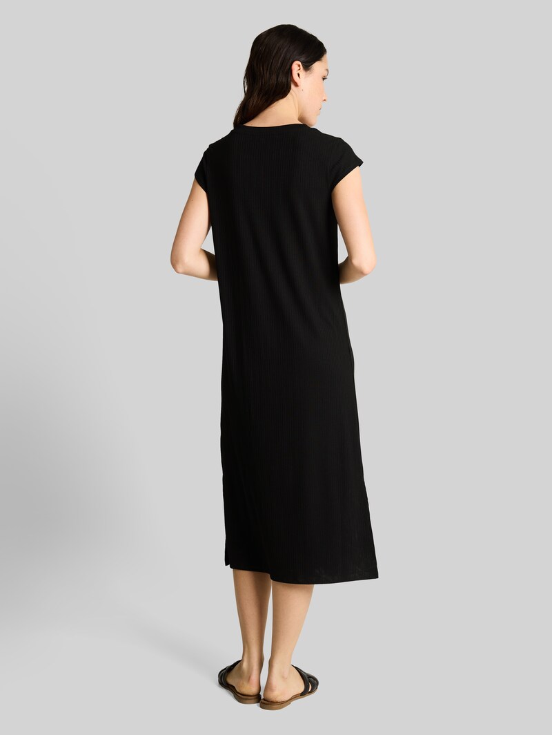 Tom Tailor Loose Fit Midi-Kleid mit Rippstruktur - Deep Black