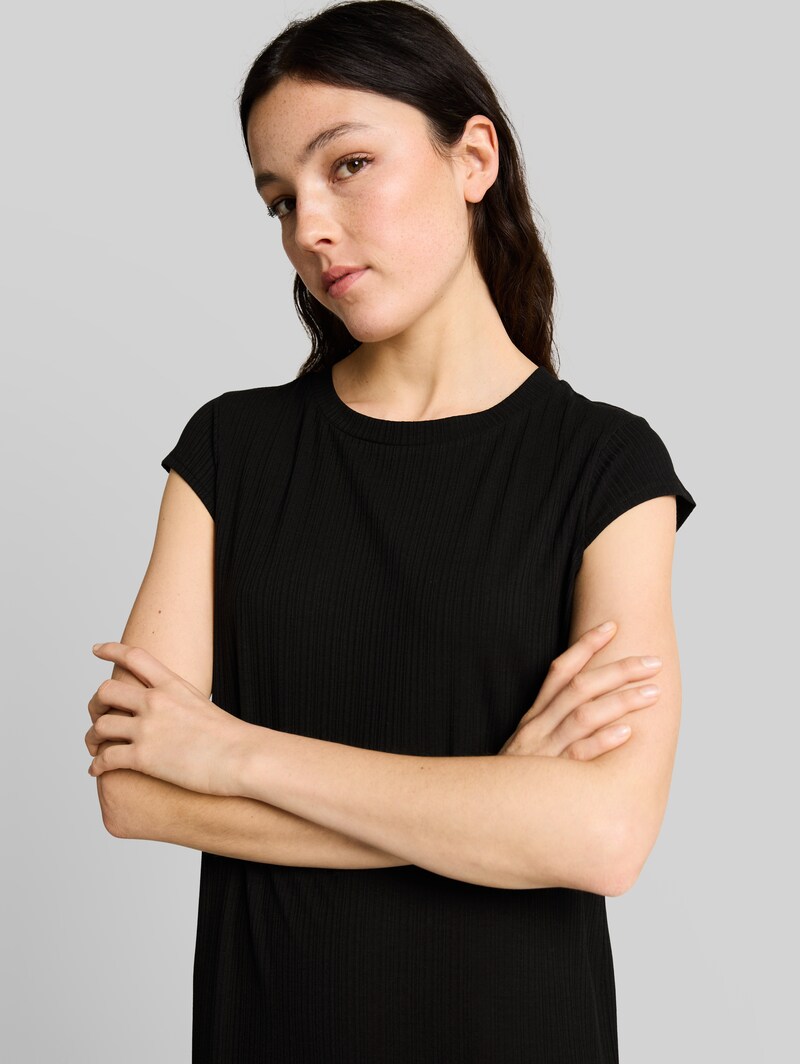 Tom Tailor Loose Fit Midi-Kleid mit Rippstruktur - Deep Black