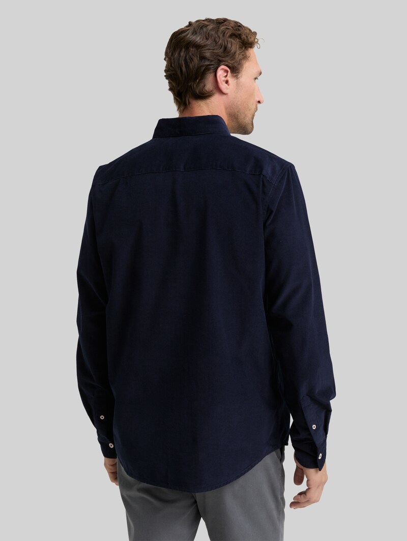 Tom Tailor Regular Fit Cordhemd mit Brusttasche - Sky Captain Blue