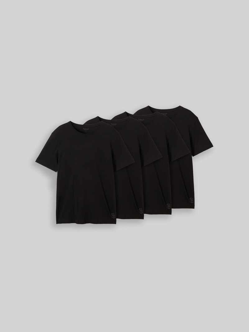 Tom Tailor T-Shirts aus Baumwolle im 4er-Pack - Black