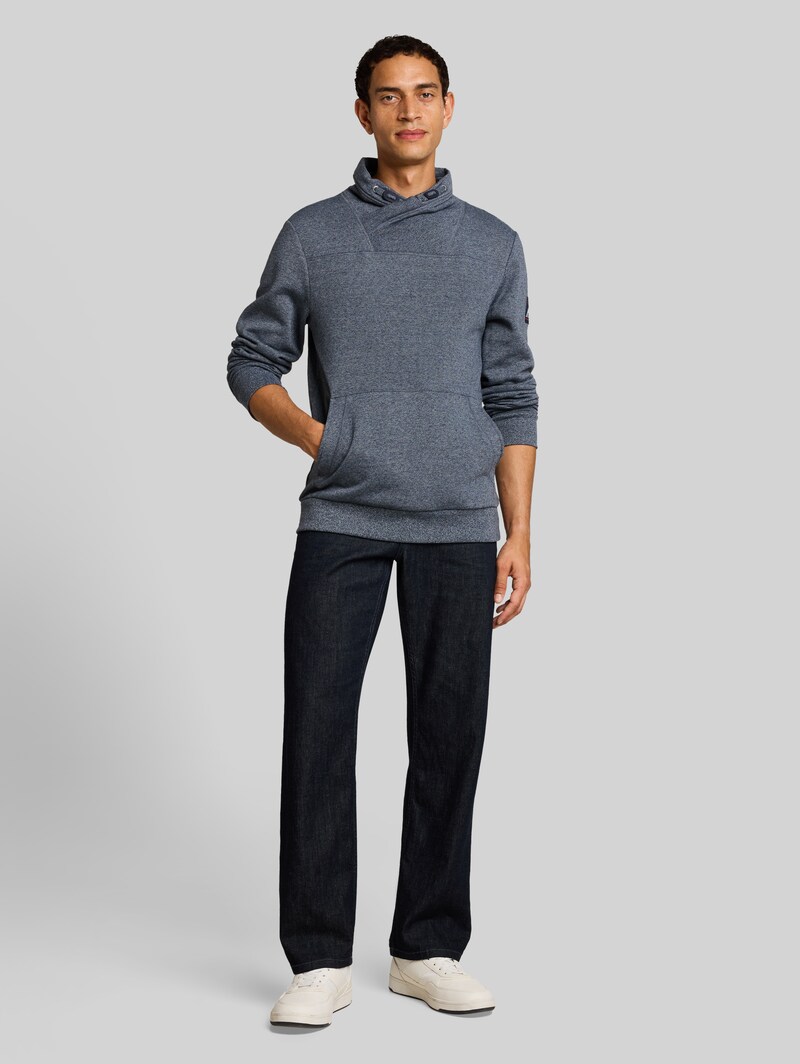 Tom Tailor Snood Sweatshirt in Melange-Optik - Navy Grindle Structure