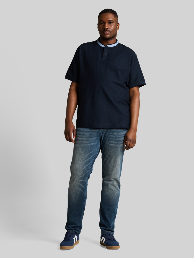 Tom Tailor Plus Size - Poloshirt mit Stehkragen - Sky Captain Blue
