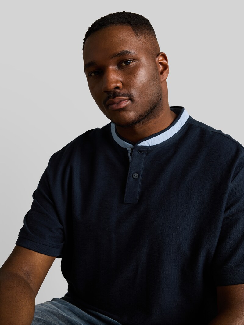 Tom Tailor Plus Size - Poloshirt mit Stehkragen - Sky Captain Blue