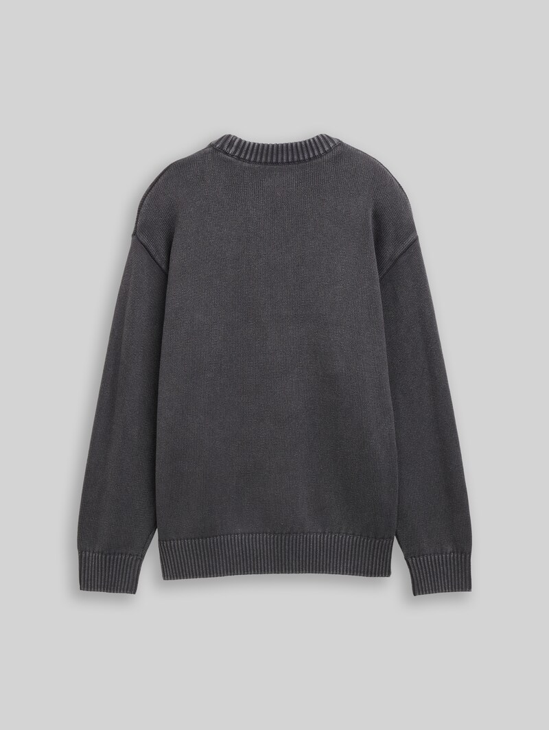 Tom Tailor Oversize Strickpullover im Used Look - Coal Grey Tom Tailor Oversize Strickpullover im Used Look - Coal Grey
