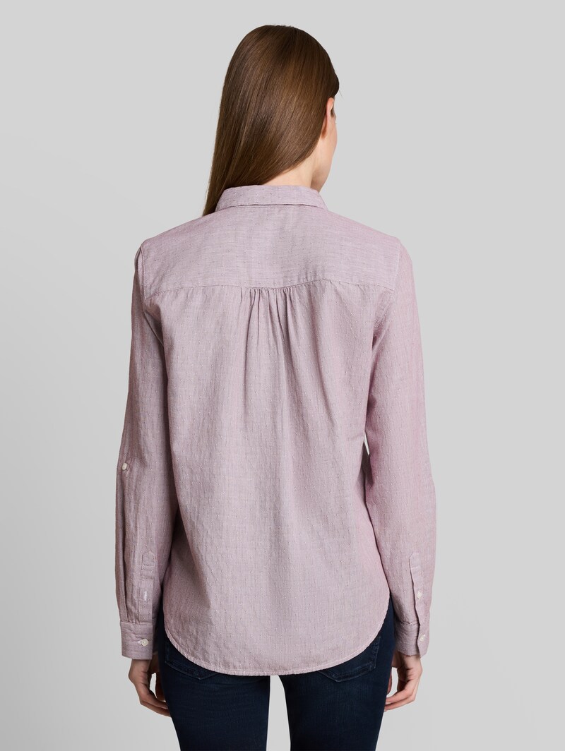 Tom Tailor Hemdbluse mit Turn-up-Funktion - Preppy Plum Dobby