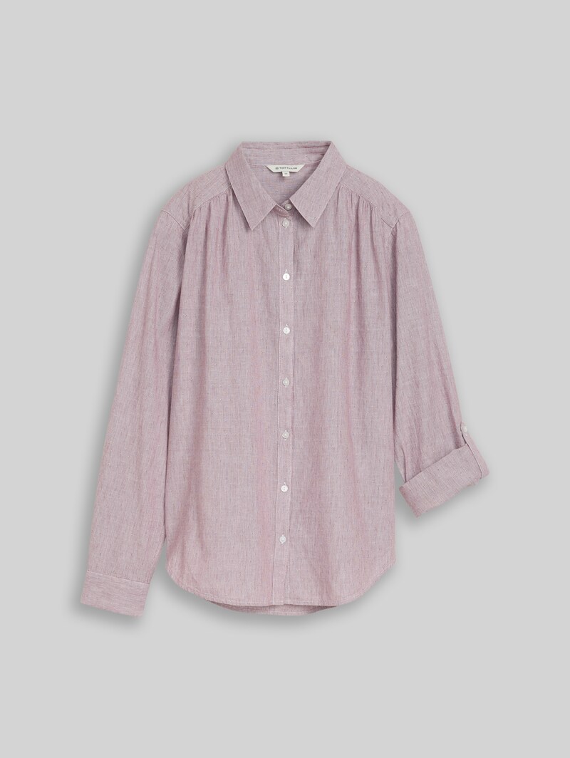 Tom Tailor Hemdbluse mit Turn-up-Funktion - Preppy Plum Dobby