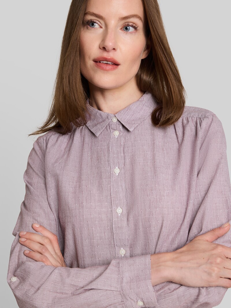 Tom Tailor Hemdbluse mit Turn-up-Funktion - Preppy Plum Dobby