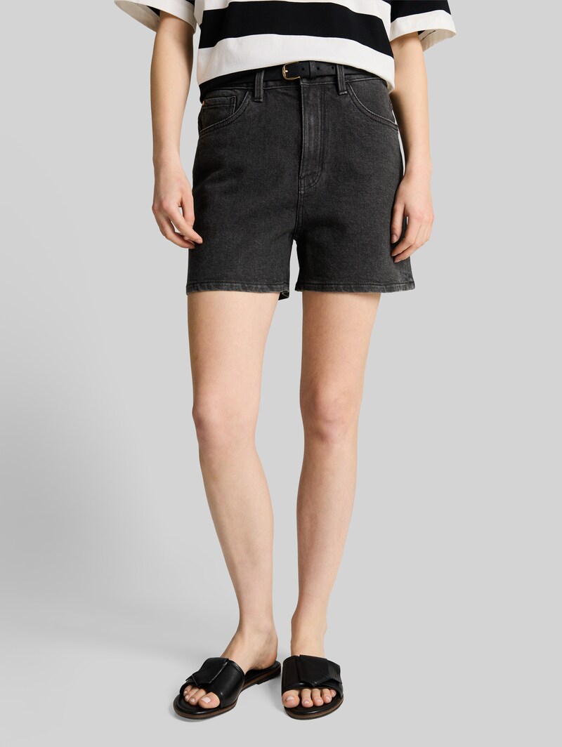 Tom Tailor TTELIN STRAIGHT High Waist Jeans Shorts - Clean Mid Stone Grey Denim